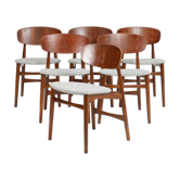 Series of 6 Scandinavian chairs in oak and teak by Jens Hjorth. Edition Randers Stolefabrik