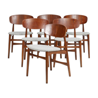 Series of 6 Scandinavian chairs in oak and teak by Jens Hjorth. Edition Randers Stolefabrik