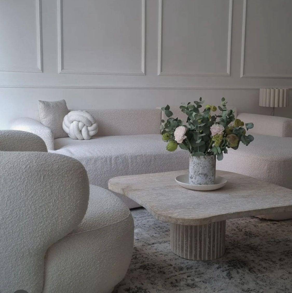 Athena irregular coffee table in natural travertine