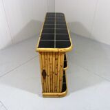Bamboo rack with black tiles bookcase 1950