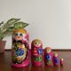 Pink matryoshka vintage russian nesting dolls (5 pieces)