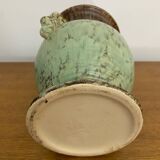 Antique Green Brown Ceramic Baluster Vase Vintage Decoration