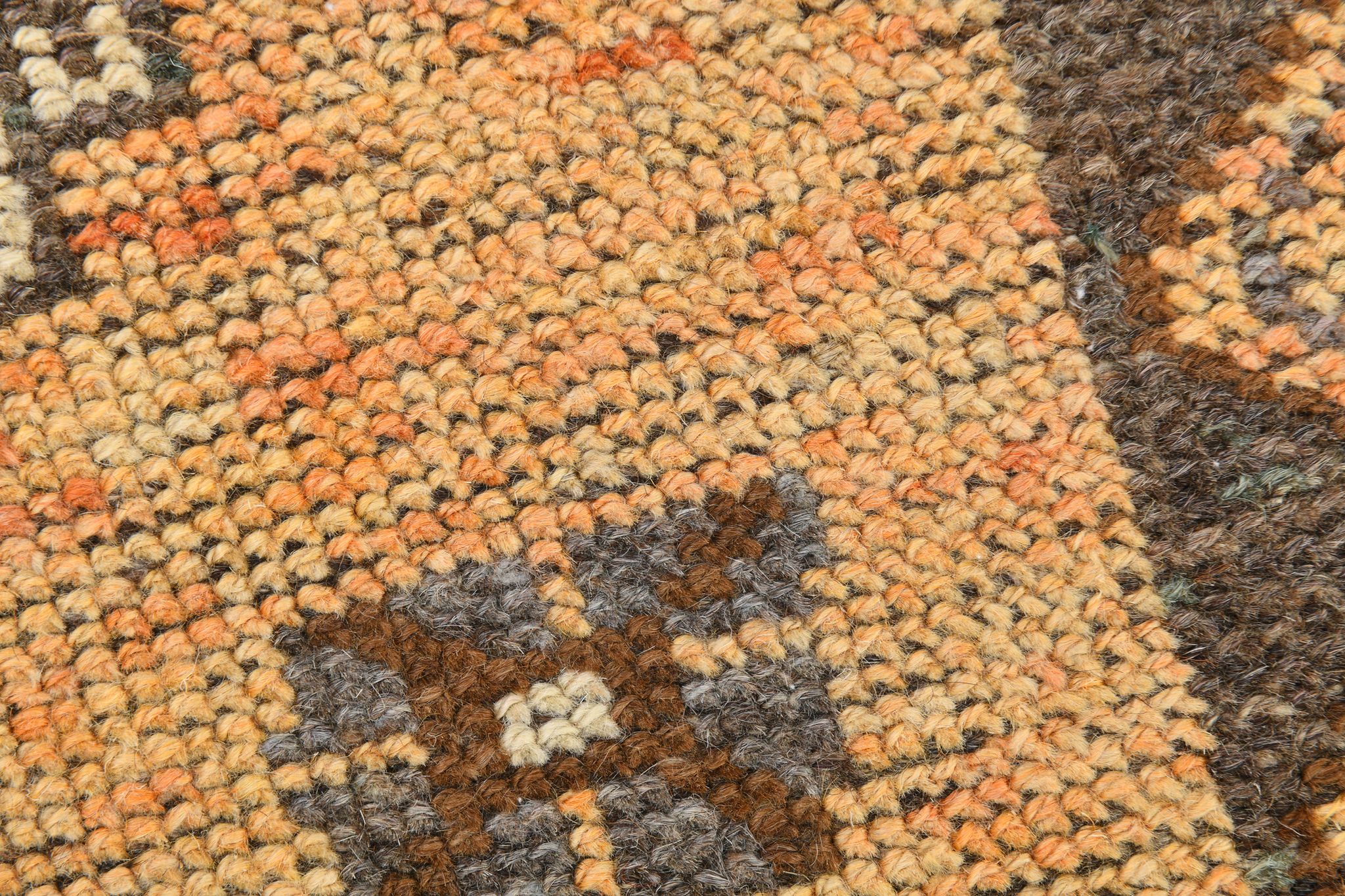 5x11 orange and brown vintage tapis rug, 352x162cm