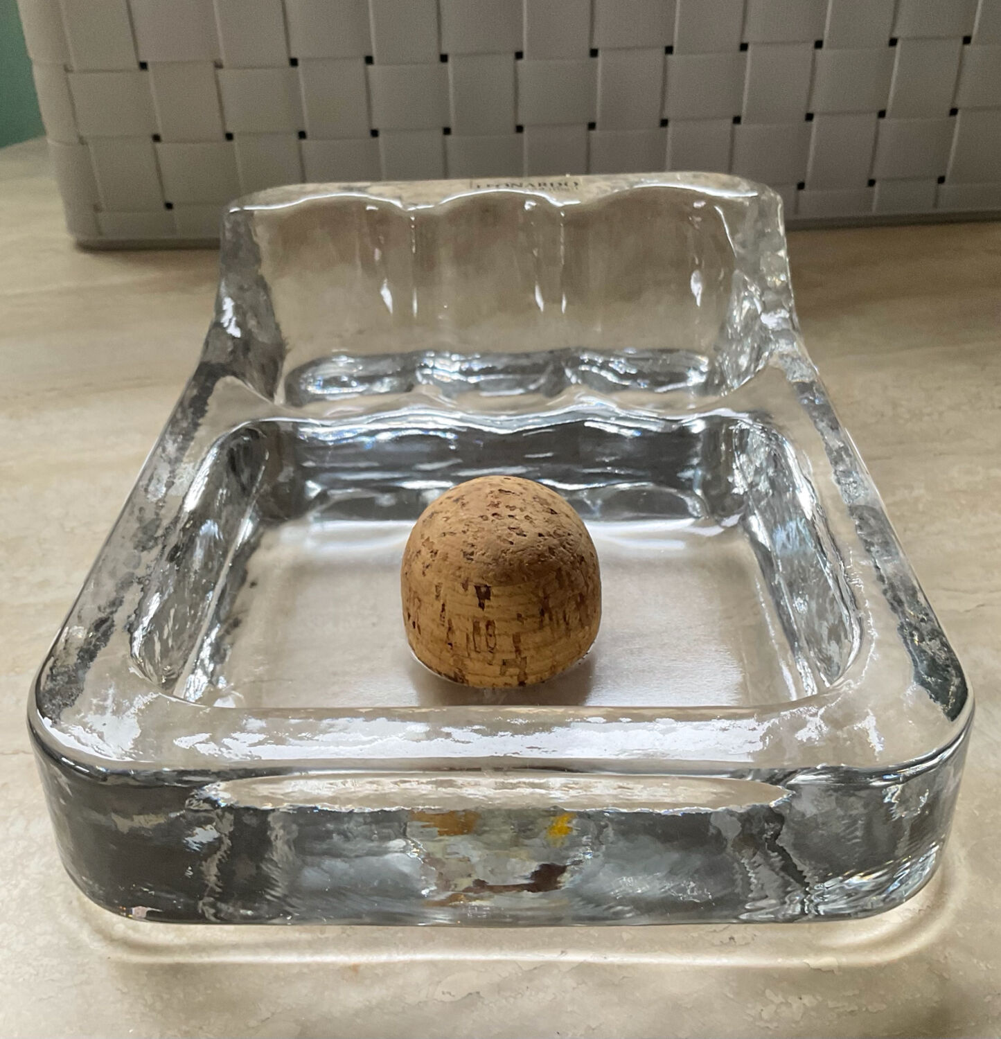 Cendrier à pipe vintage en verre moulé