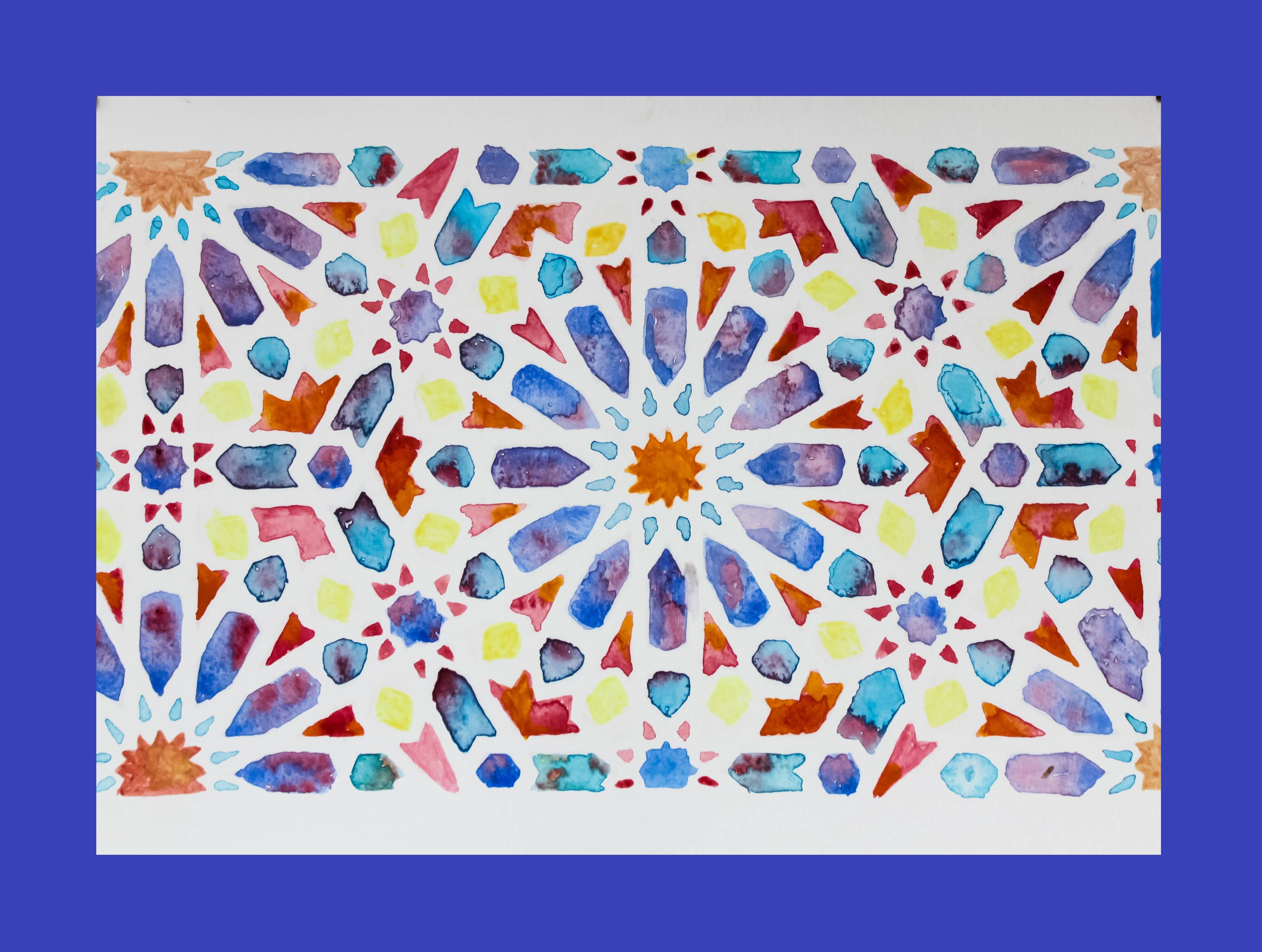 Original acuarela azulejo arabe. Arabic azulejo tile.