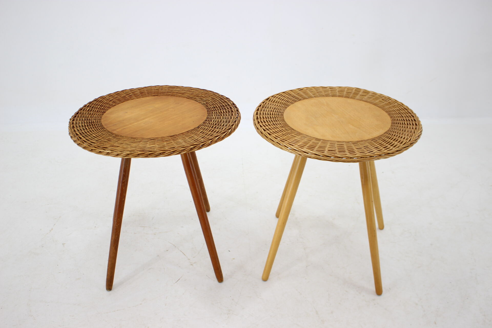 1970s Pair of Wooden Side Tables by ULUV, Czechoslovakia