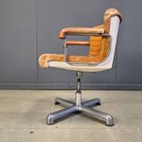 Italian modern steel & leather office chairs by Ettore Sottsass, Poltronova 1970