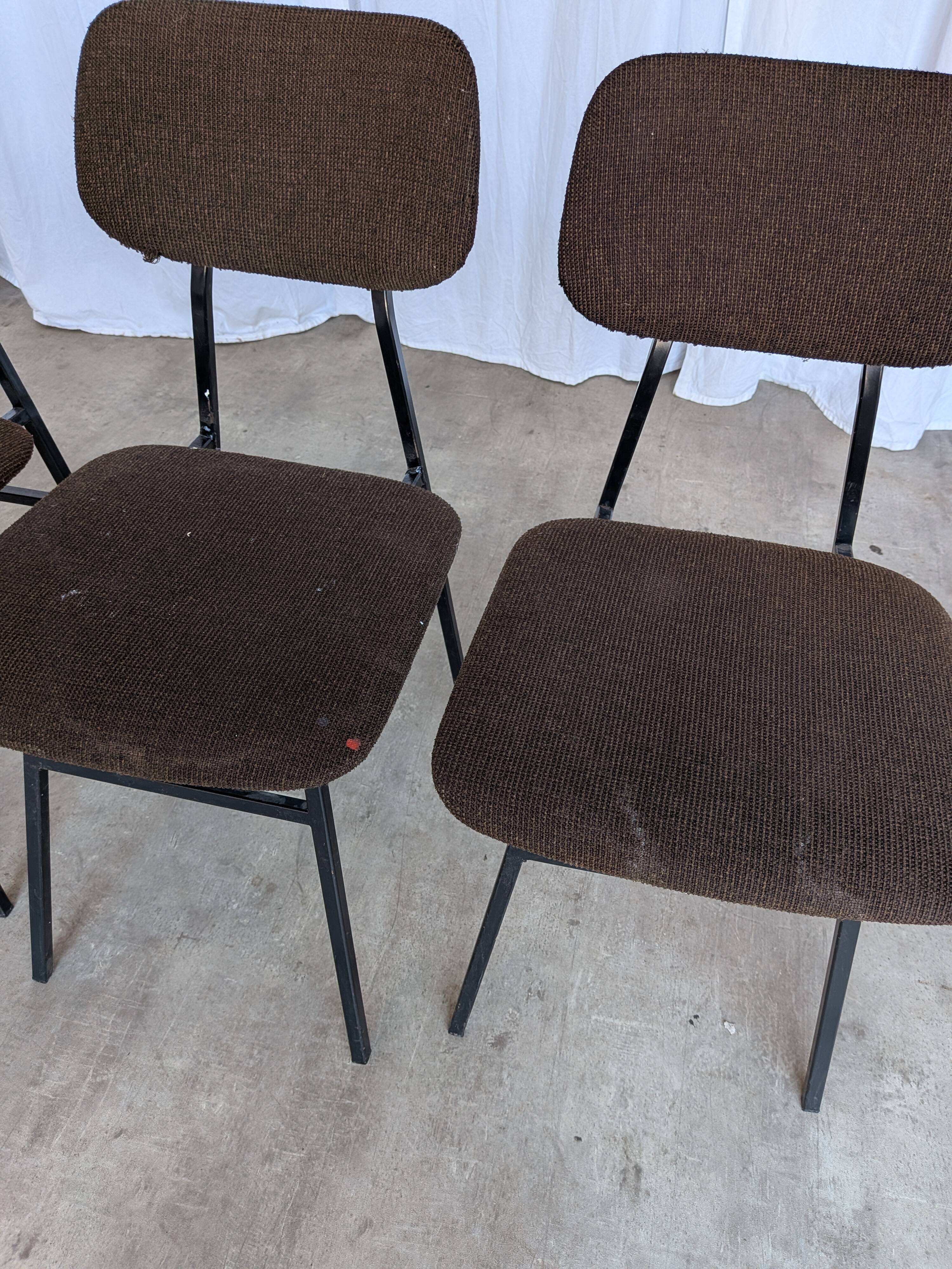Chaises de salle à manger STOL Kamnik vintage (ensemble de 4) : tissu marron rétro des années 1970