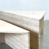 Up & Up travertine triangular coffee tables, 1970s