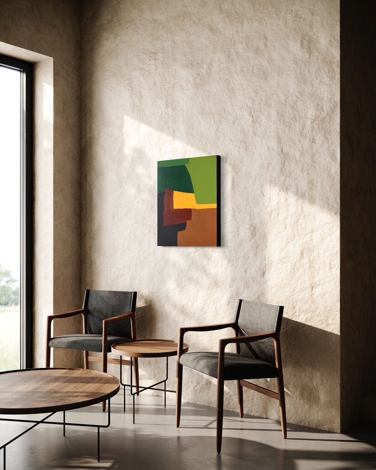 Palette of green, acrylic on canvas