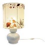 Vintage design lamp base in white ceramic with dried flower shade