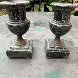 Pair of green marble vases