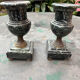 Paire de vases en marbre vert