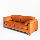 Three-seater sofa in cognac-colored leather produced by De Sede. Model DS-17/123, Switzerland, 2000s