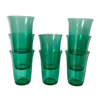 Lot de 8 verres à eau turquoise lesieur vintage retro