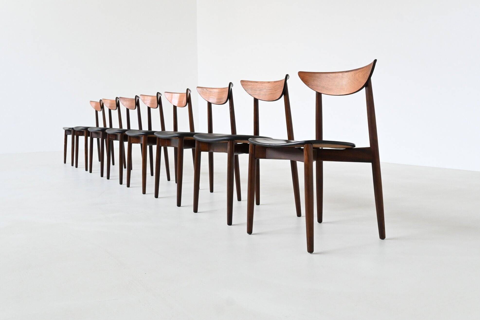 Harry Ostergaard set of eight dining chairs rosewood Randers Denmark 1960