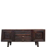 Brutalist African sideboard attributed to Berquin 1960