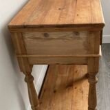 Small antique carved pine draper table console with drawers