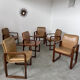 Lot 6 chairs armrests vintage 70s Scandinavian design leather and wood