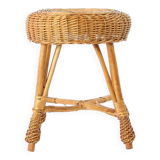 Vintage rattan stool, Czechoslovakia 1960s