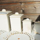 4 old art deco style earthenware kitchen pots