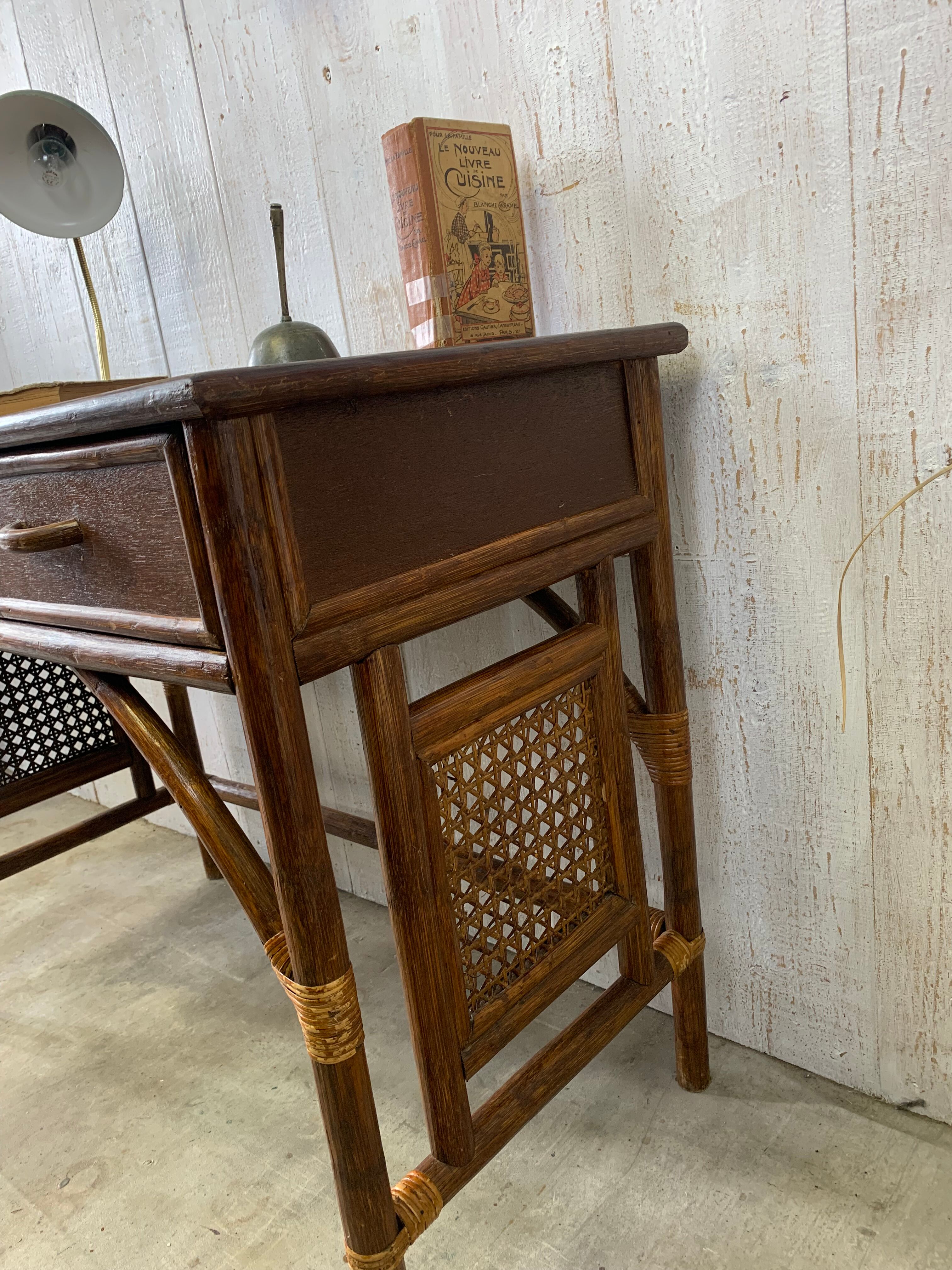 Rattan console/desk
