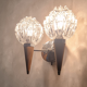 Applique murale double style scandinave - Verre moulé et teck - 1960