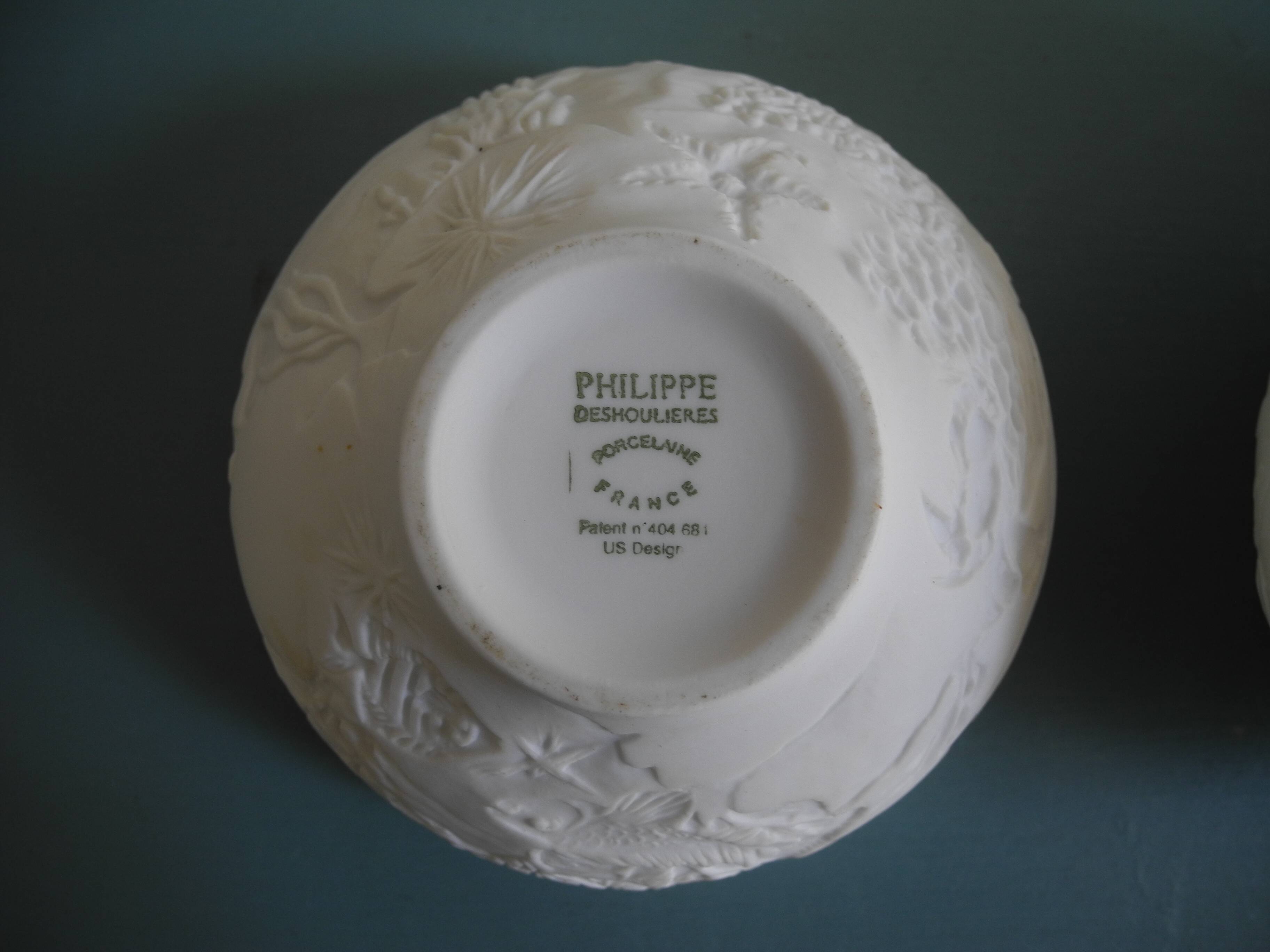 old Limoges Deshoulières porcelain tealight holder