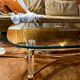 Vintage coffee table with bevelled glass and plexiglass from the 1970s.