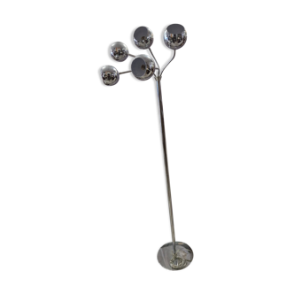 Lampadaire articulé en métal chromé, années 1980