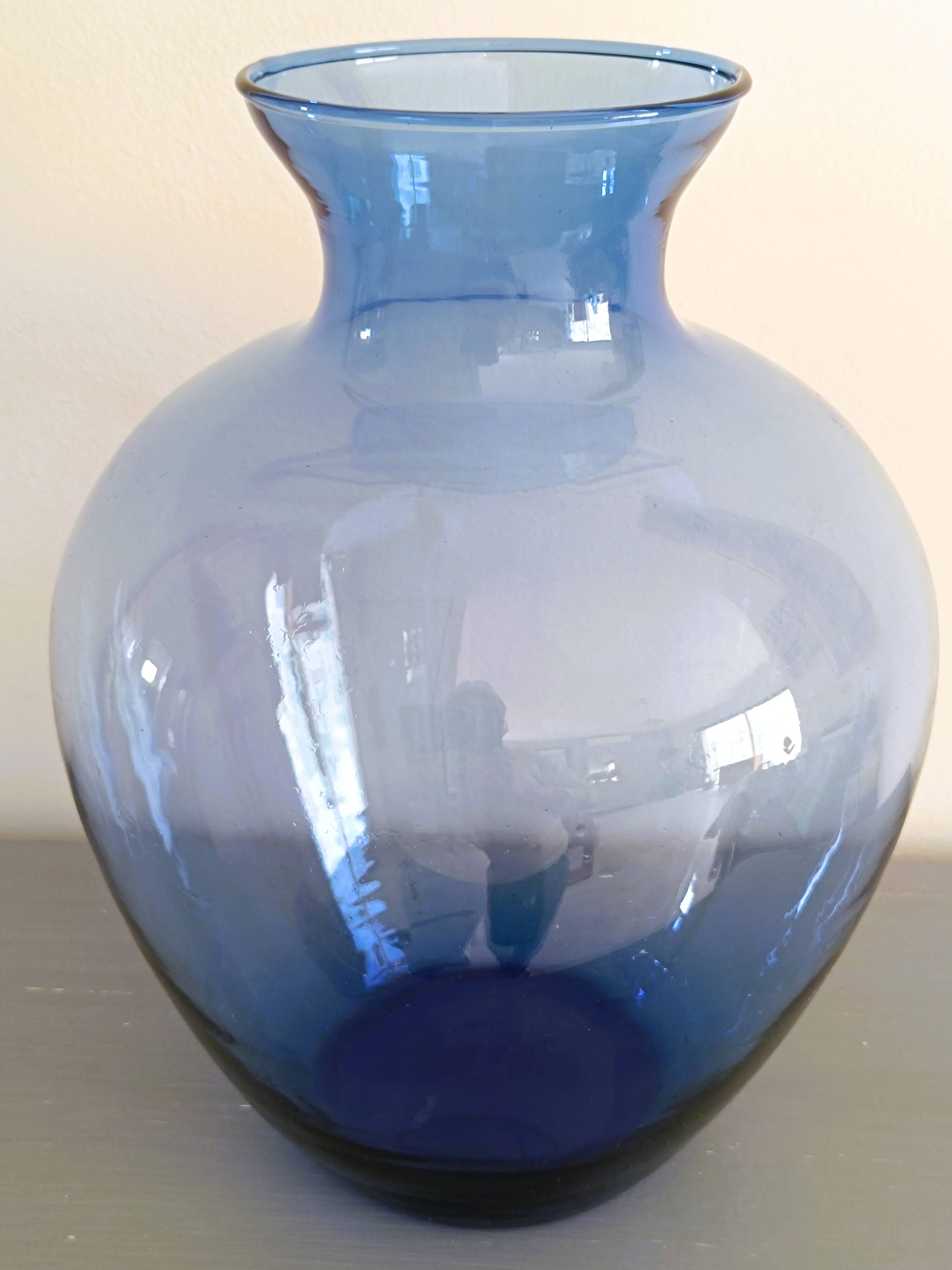 Blue glass vase