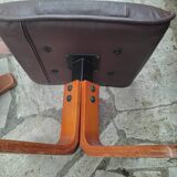 Set of 80s footrests in wooden skai