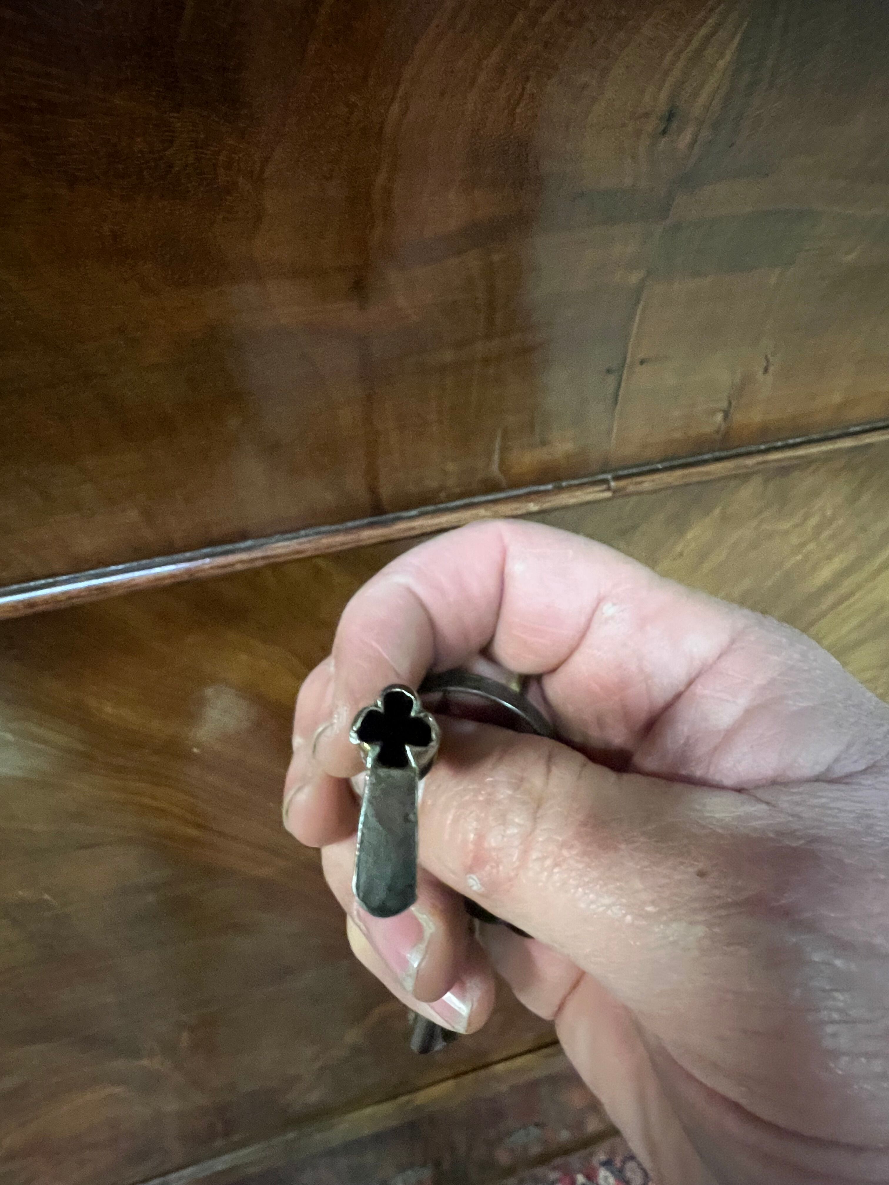 old secretary, Restoration era, lock and clover key, nineteenth century