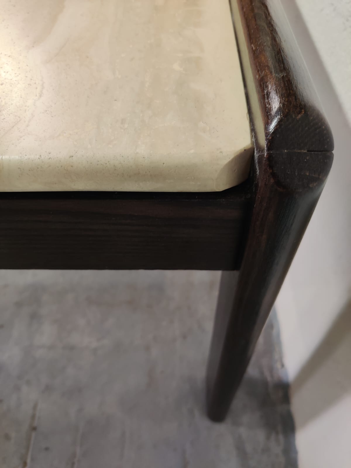 Vintage coffee table wood and travertine