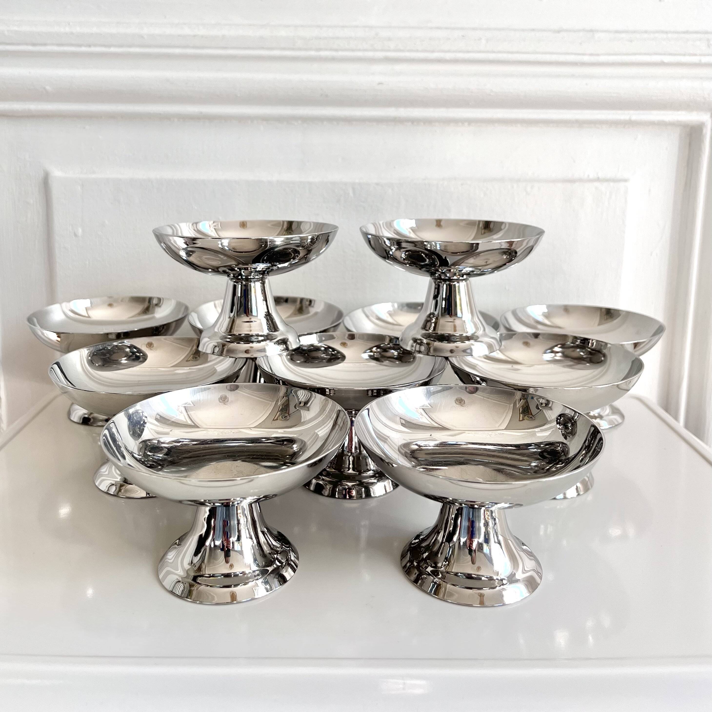 10 vintage stainless steel cups
