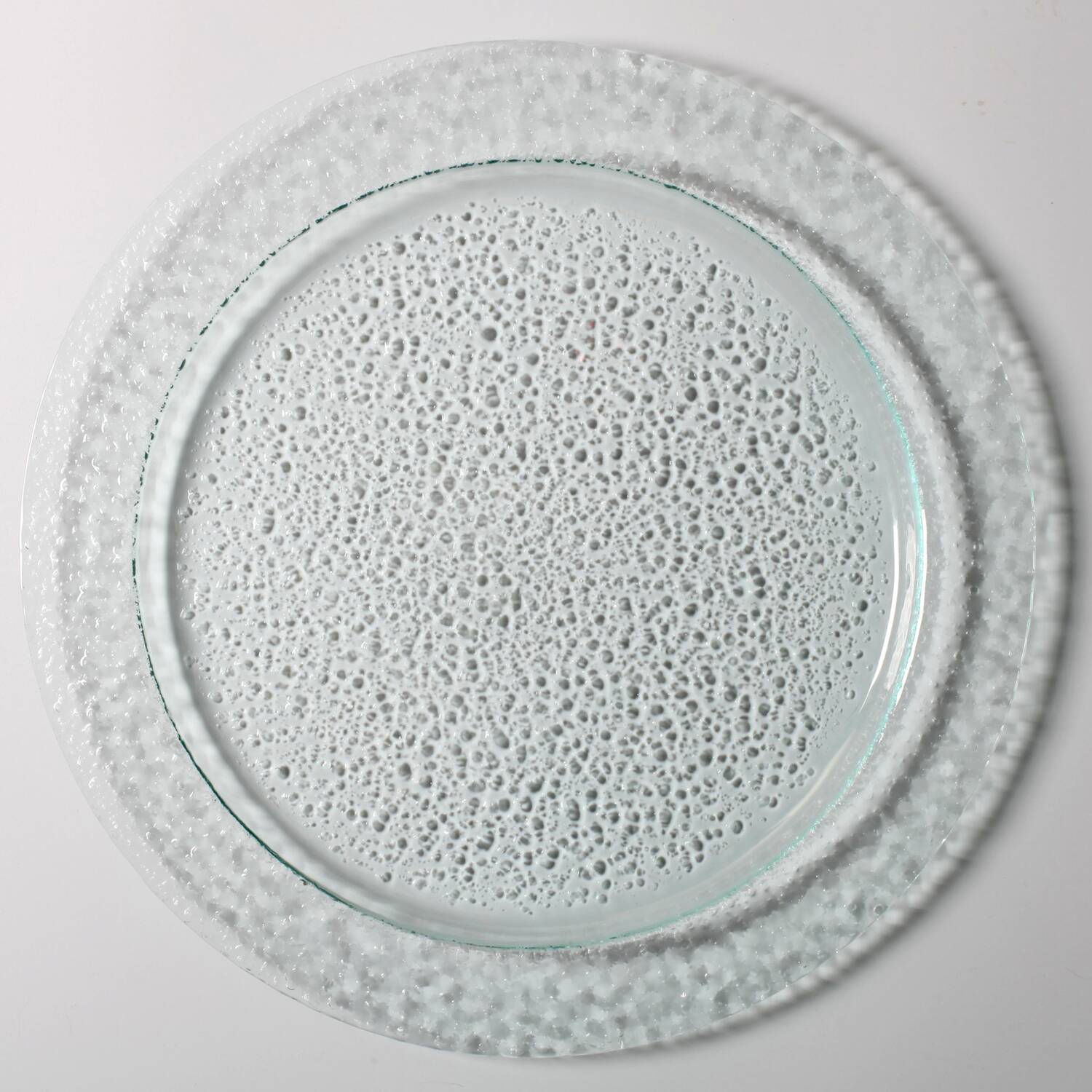 Plateau en verre bullé vert Georgia / Grand centre de table / Italie / Années 1990