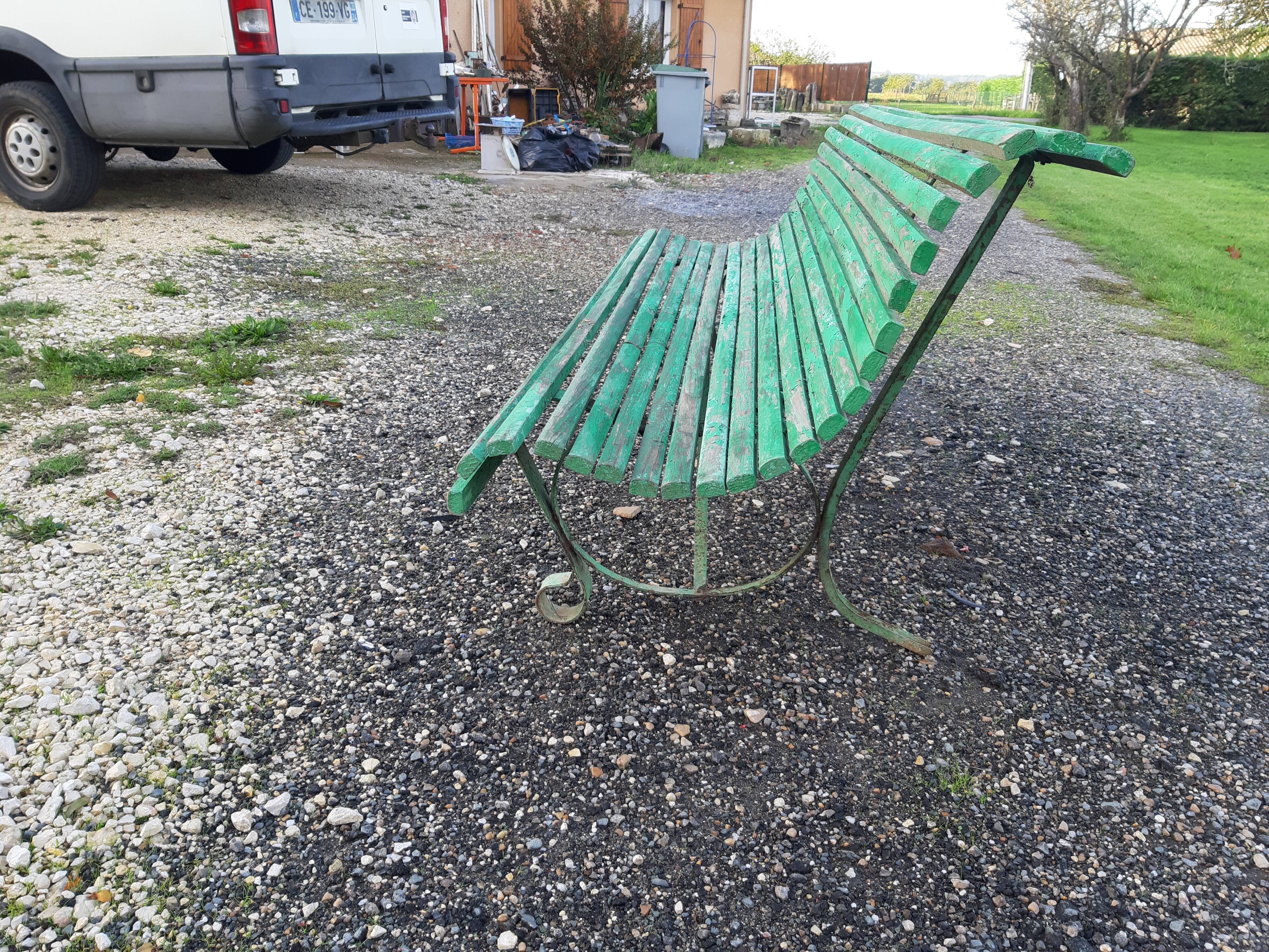Banc 1900 en fer et bois