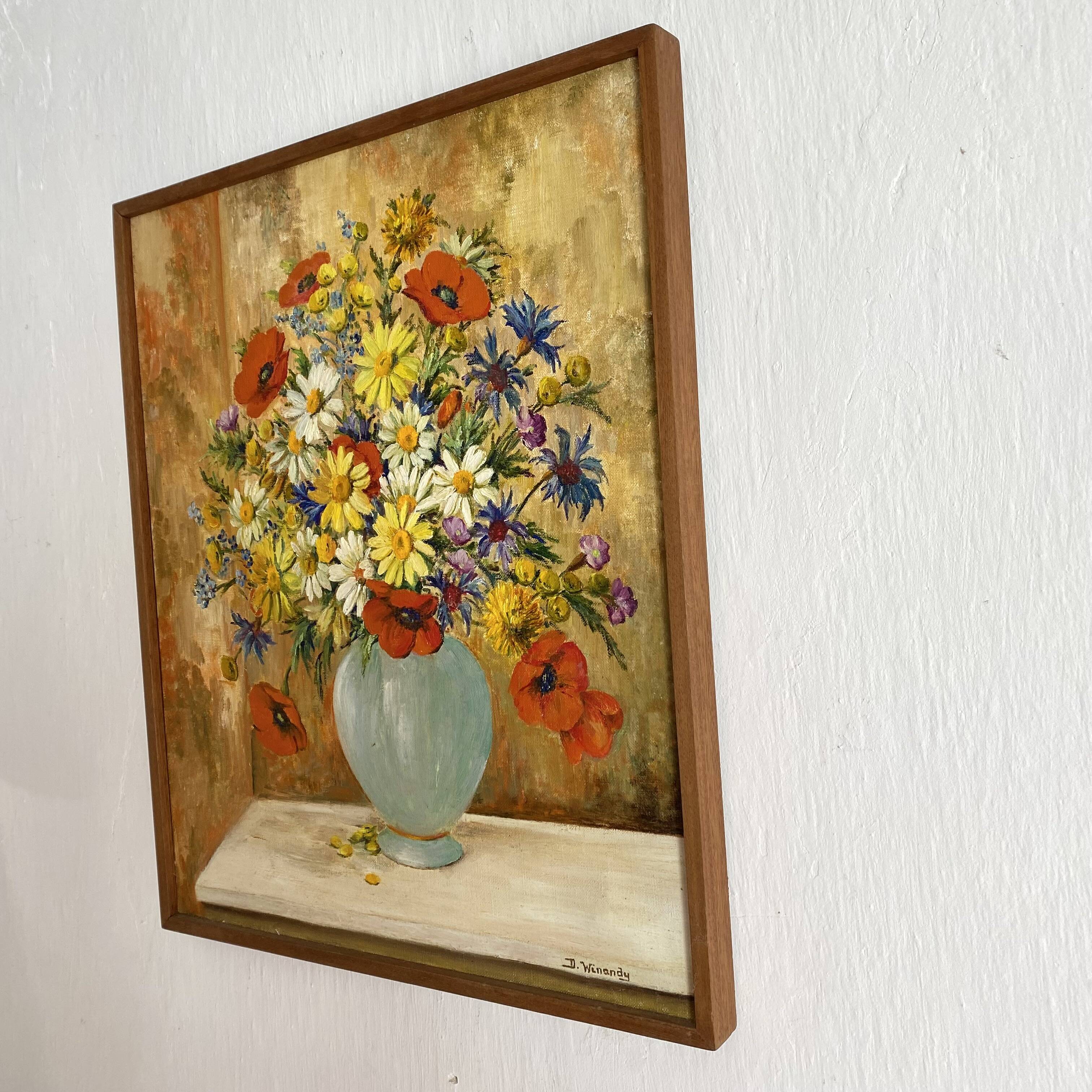 Bouquet painting, signed, 38.5x47 cm