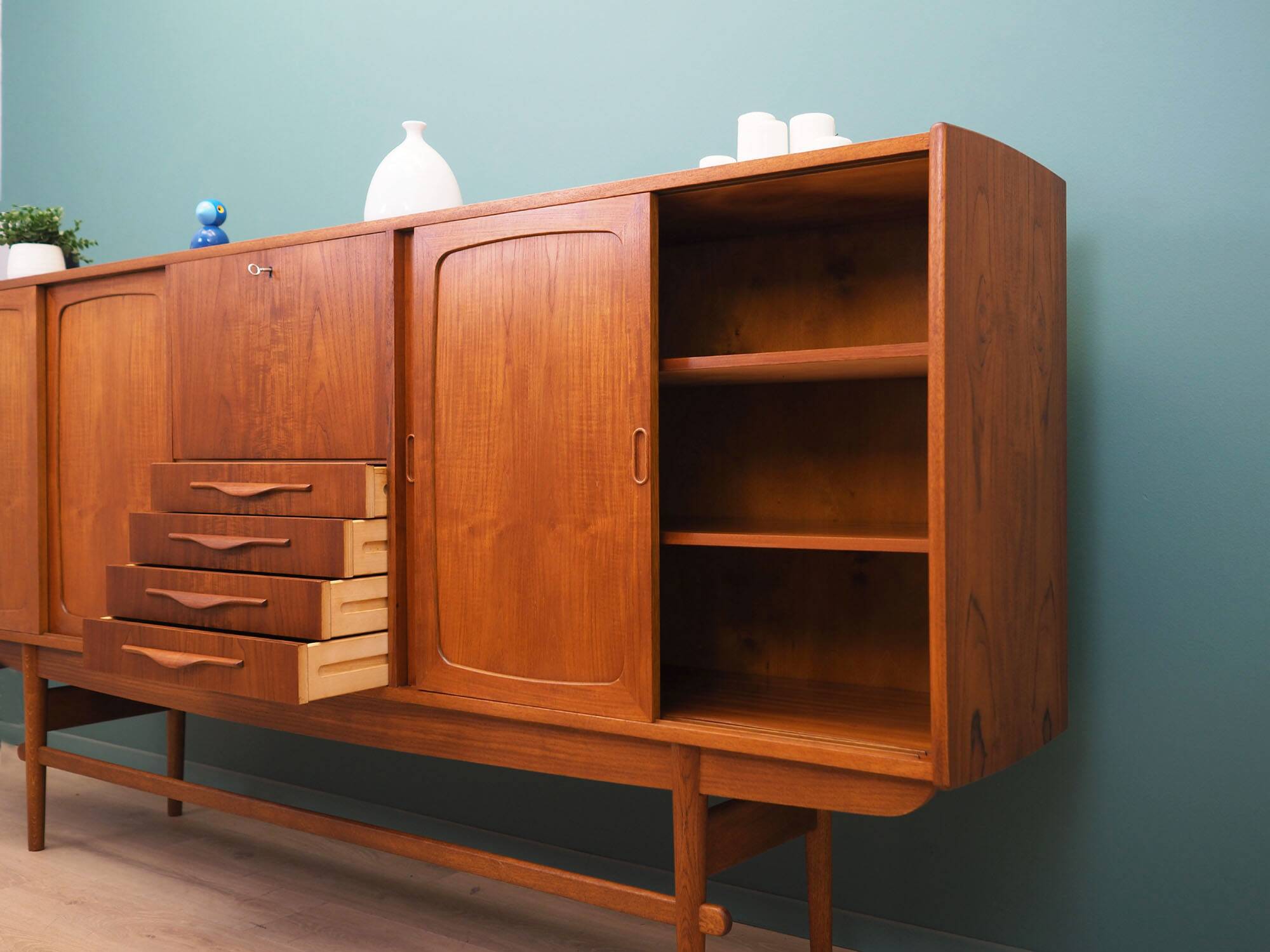 Teak highboard, Danish design, 1960s, production: Denmark