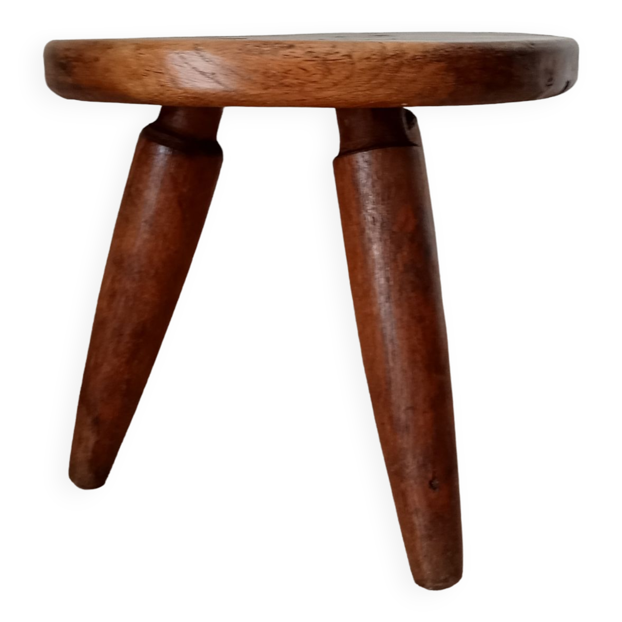 Antique walnut milking stool