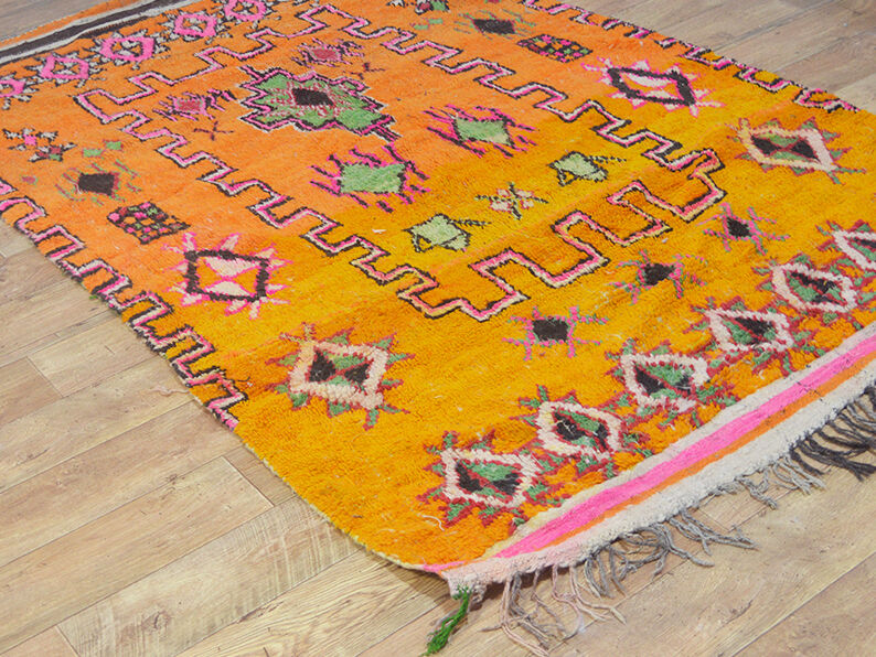 Vintage berber carpet orange 254 x 161 cm