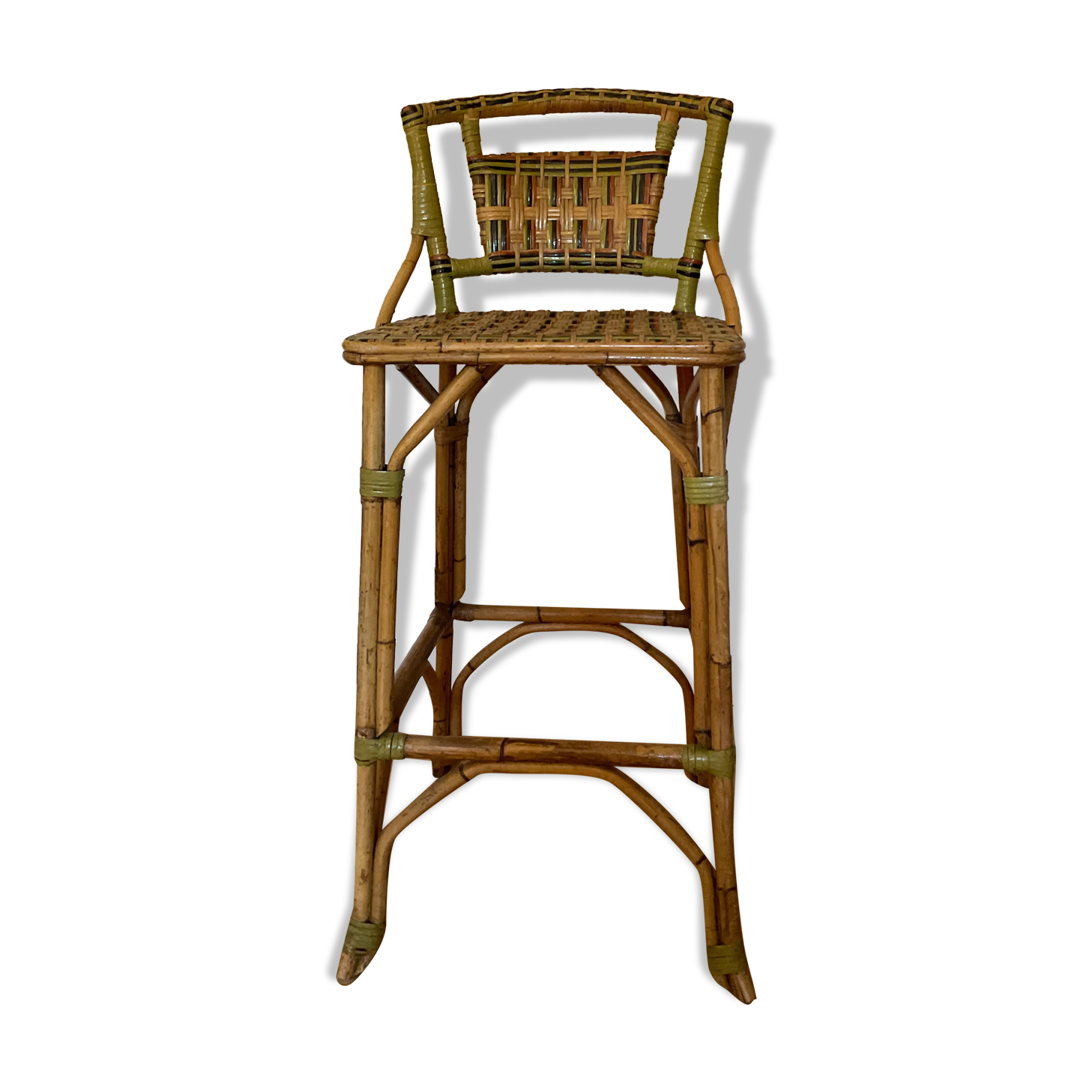 Rattan and bamboo stool