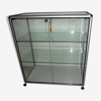 Vitrine 2 portes sur roulettes en