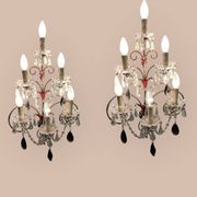 Florentine Tole Crystal Sconces Set of 2 1950’s