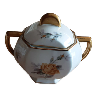 Sugar bowl porcelain of Limoges motiffloral
