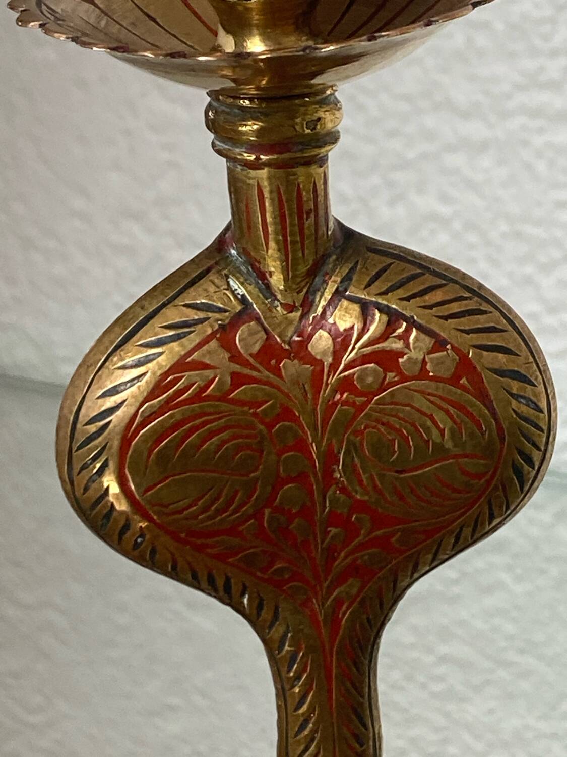 Chiseled brass cobra candlestick