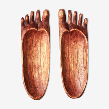 Vide poche, pieds en bois bois sculpté, années 70
