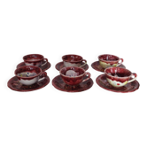 6 stoneware cups/saucers from the Morvan region