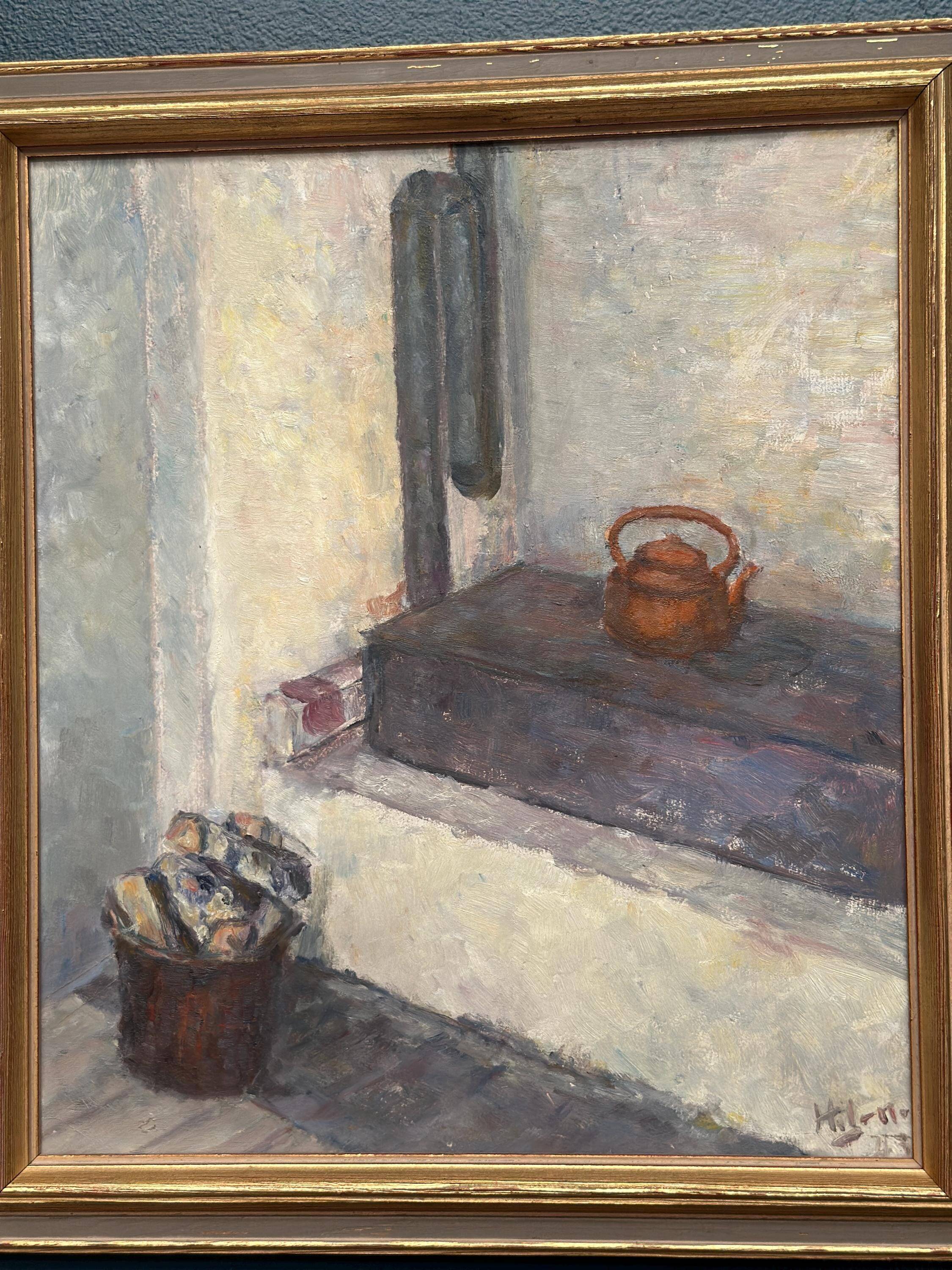 Original Swedish Oil on Panel – “Oven in the Studio” by Hanne Jönsson