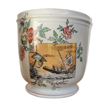 Cache pot faïence Luneville Japon